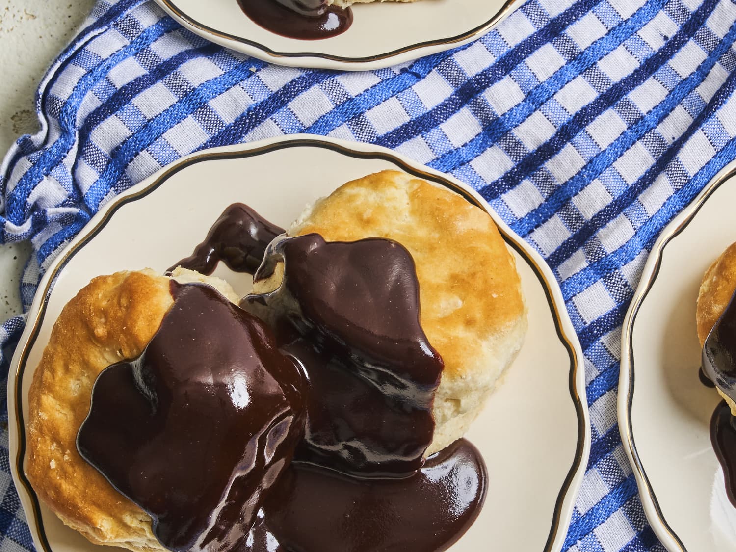 Chocolate gravy top and biscuits
